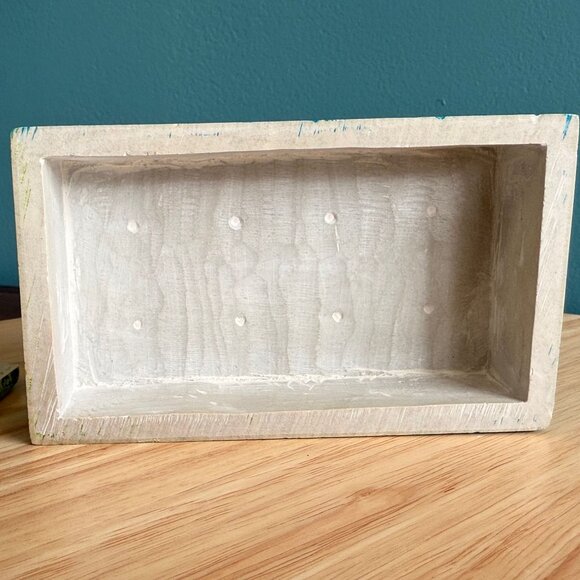 Vintage Hand-Carved Seahorse Soapstone Trinket Jewelry Box Blue Yellow Green - Picture 4 of 9